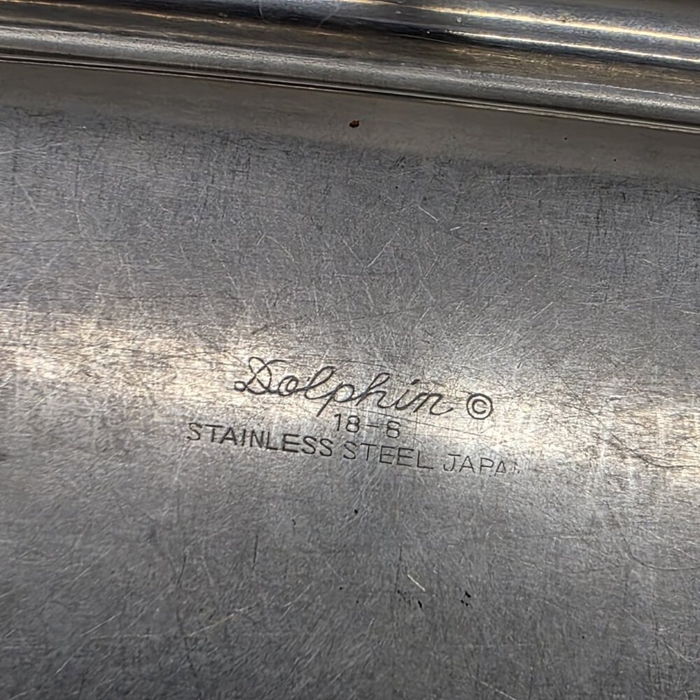 Butter Dish Stainless Steel MCM Wood Handle Dolphin Vintage - Picture 6 of 7